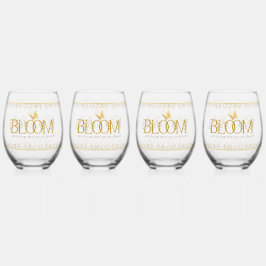 Vaso De Vino Juego de bebidas de lujo "BLOOM" con flores botáni