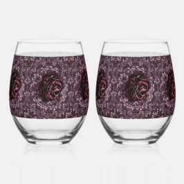 Vaso De Vino Juego de bebidas de Mandala Rosa