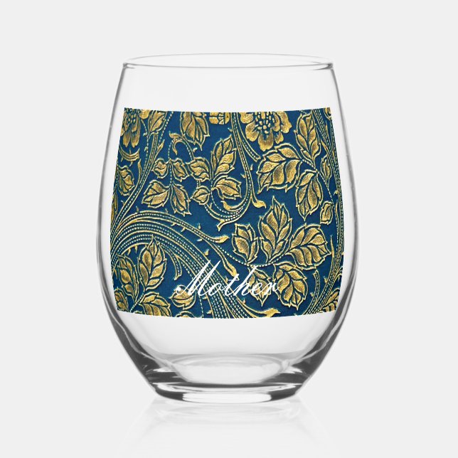 Vaso De Vino Juego de bebidas Golden Blue Elegance (Anverso)