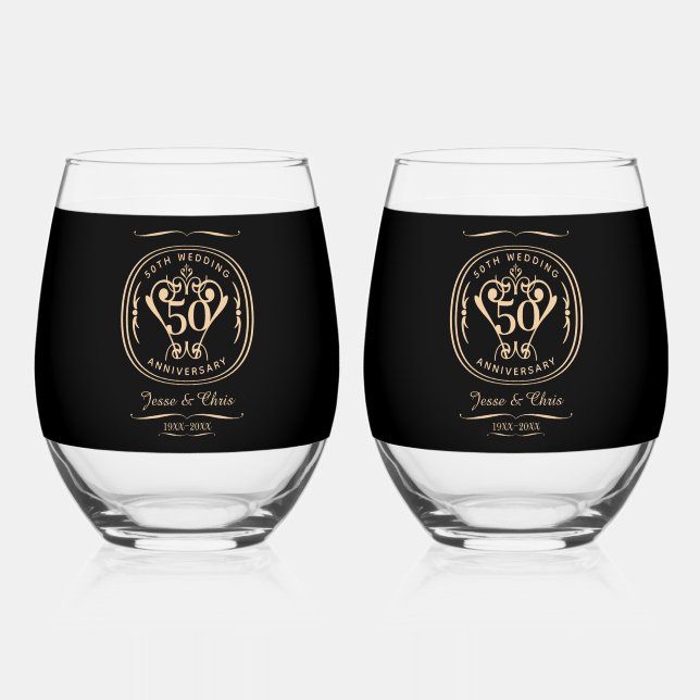 Vaso De Vino Juego de bebidas para 50 años (Anverso)