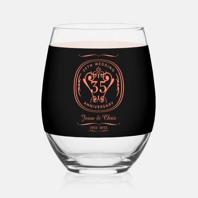 Vaso De Vino Juego de bebidas para el 35 aniversario (Anverso)