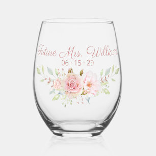 Vaso De Vino Juego de bebidas para novias con rosas rosadas per
