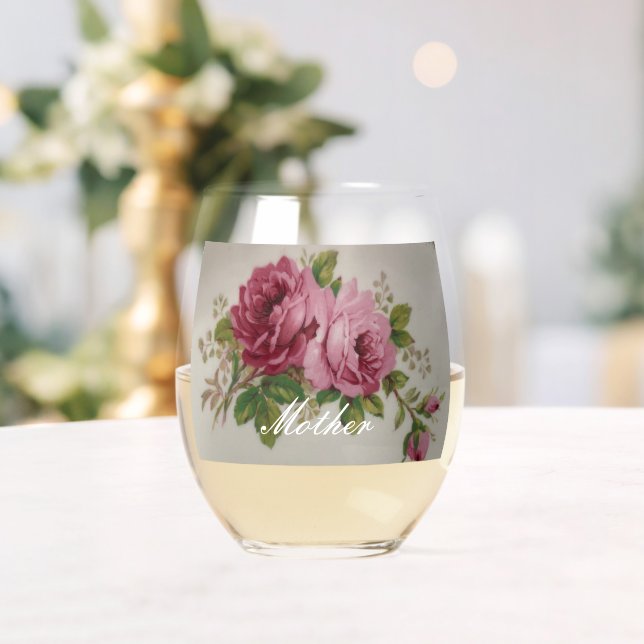 Vaso De Vino Juego de bebidas Rosa Rosa Rosa Elegante (Insitu (Boda))