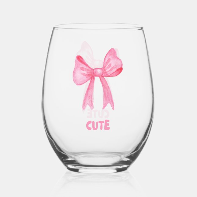 Vaso De Vino Juego de Bocas rosadas "CUTE". Can Glass (Anverso)