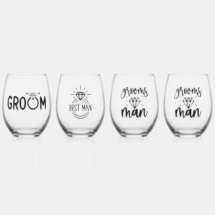 Vaso De Vino Juego de copas de vino - Edición novio y amigos de
