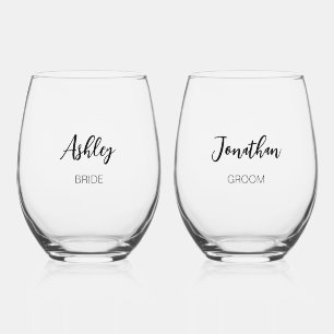 Vaso De Vino Juego de copas de vino sin tallo para novia y novi