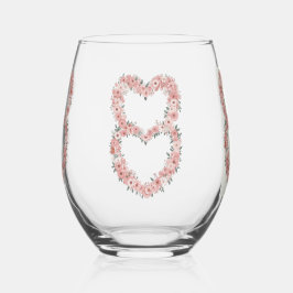 Vaso De Vino Juego de Drinkware de Marco Floral Elegante Rosa