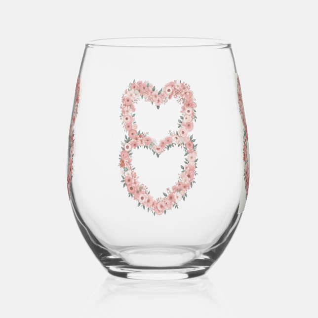 Vaso De Vino Juego de Drinkware de Marco Floral Elegante Rosa (Izquierda)