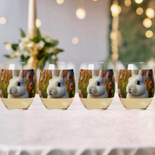 Vaso De Vino Juego de Drinkware para Parches Blossom Bunny & Ca