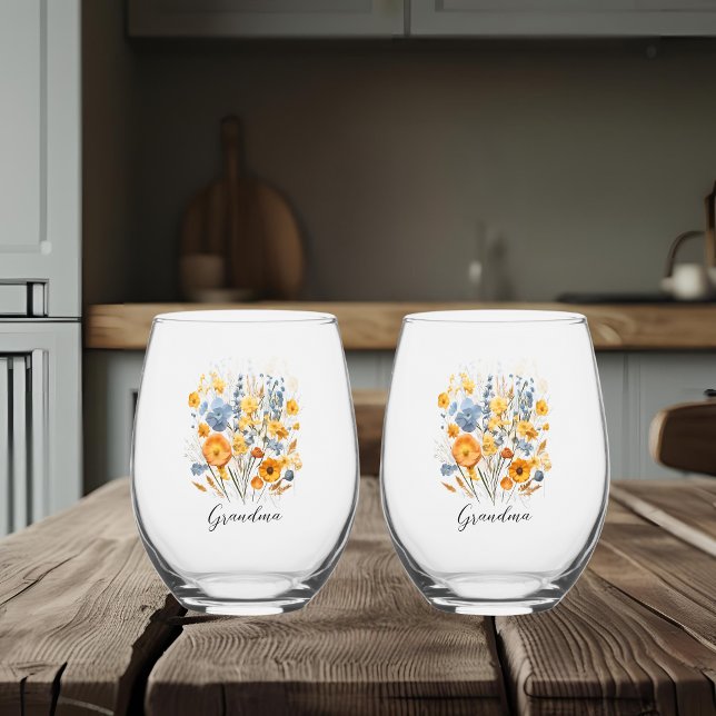 Vaso De Vino Juego de Drinkware Personalizado Floral para Abuel (Subido por el creador)