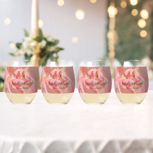 Vaso De Vino Juego de Vajilla de Bebida de Rosa de Coral Rosa E