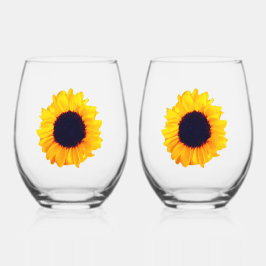 Vaso De Vino Juego de vajilla de girasoles amarillo naranja her