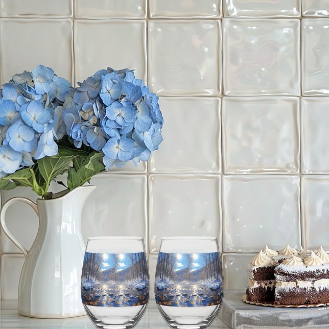 Vaso De Vino Juego de vajilla para bebidas Río de invierno sol  (Subido por el creador)