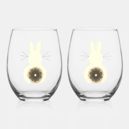Vaso De Vino Juego de Vidrio de Conejo de Pascua