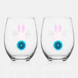 Vaso De Vino Juego de Vidrio de Conejo de Pascua