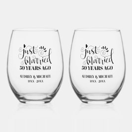 Vaso De Vino Just Married Any Year Anniversary Personalized