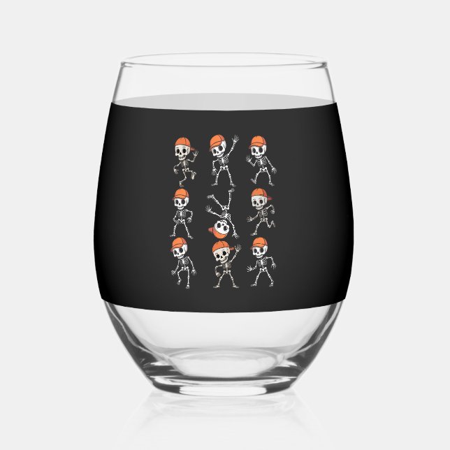 Vaso De Vino Kids Dancing Skeleton Halloween (Anverso)