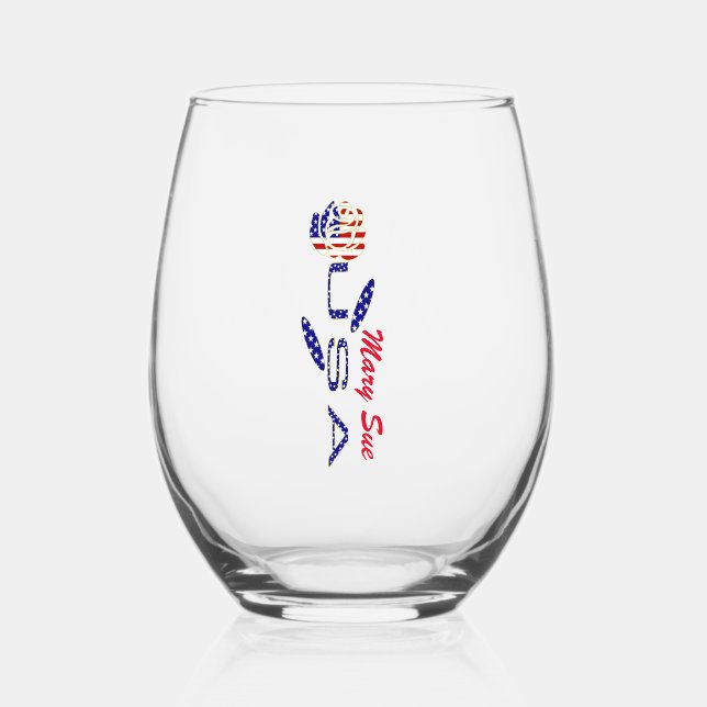 Vaso De Vino La bandera de los Estados Unidos Subió roja person (Anverso)
