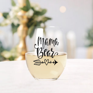 Vaso De Vino La caligrafía tribal de Mama Bear personalizada