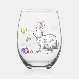 Vaso De Vino La caza de huevos del conejo de Pascua