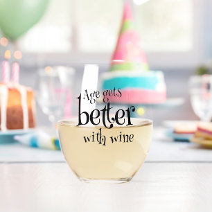 Vaso De Vino La edad mejora con el vino Cumpleaños Personalizad