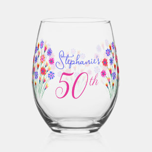 Vaso De Vino La mano de la flor de primavera pintada en 50 años