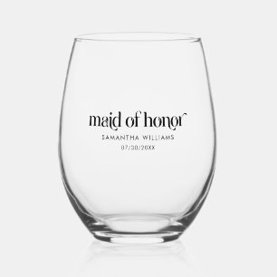 Vaso De Vino La Mujer De Honor Elegante Tipografía Retro Negra