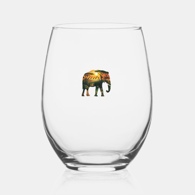 Vaso De Vino La naturaleza del Elefante Africano Sunset Safari  (Anverso)