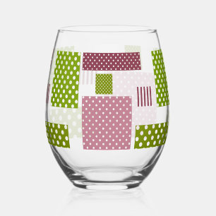 Vaso De Vino La polka verde marrón de patchwork