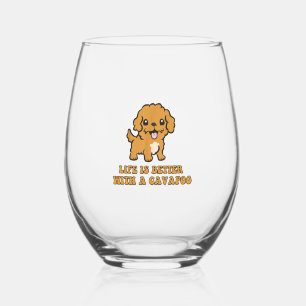 Vaso De Vino La Vida Es Mejor Con Una Cavapoo - Un Perro Funny