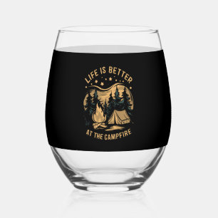 Vaso De Vino La Vida Es Mejor En El Campamento De Camping De La