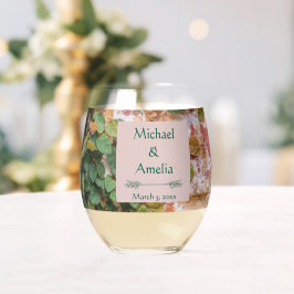 Vaso De Vino Ladrillos pintados Vidrio inoxidable Boda de marfi
