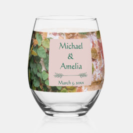 Vaso De Vino Ladrillos pintados Vidrio inoxidable Boda de marfi