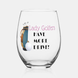 Vaso De Vino Lady Golfers tiene más Vidrio sin Estúmulo