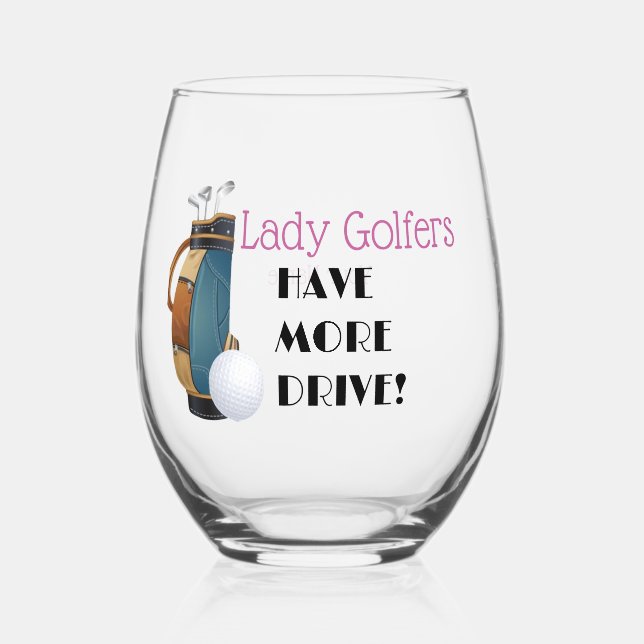 Vaso De Vino Lady Golfers tiene más Vidrio sin Estúmulo (Anverso)