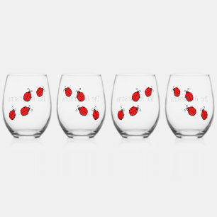 Vaso De Vino Ladybugs Diseño Juego de Vidrio Vino