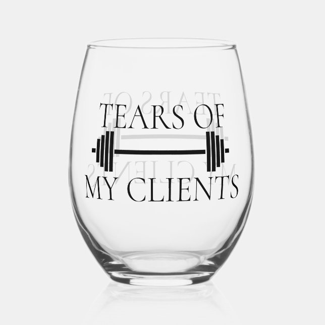 Vaso De Vino Lágrimas de mi cliente: Trainer personal Barbell (Anverso)