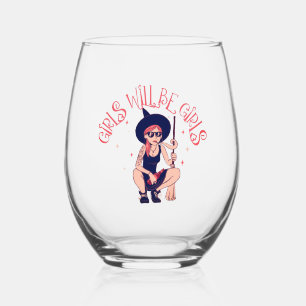 Vaso De Vino Las chicas serán chicas Bruja feminista