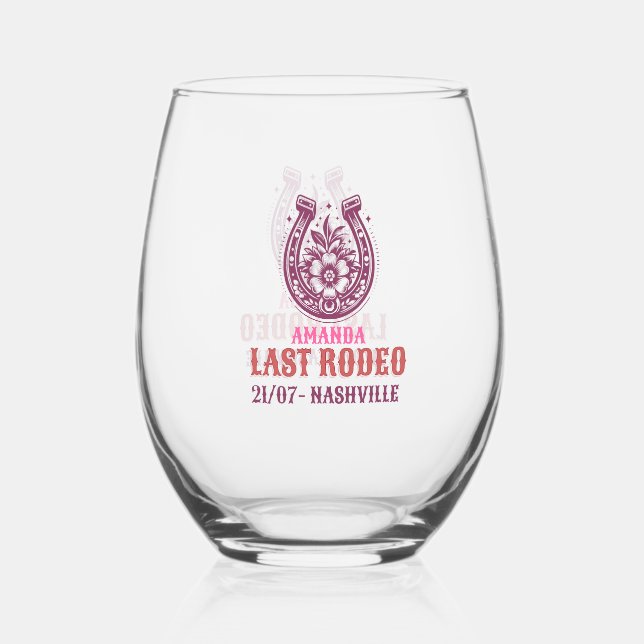 Vaso De Vino last rodeo pink and purple horseshoe floral (Anverso)