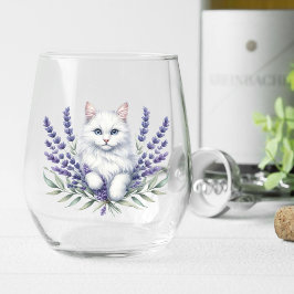 Vaso De Vino Lavanda elegante y cumpleaños del gato