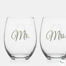 Vaso De Vino Leaf línea oval boda de arte Olive green