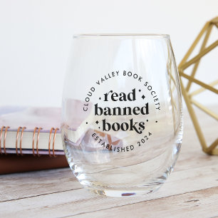 Vaso De Vino Leer libros prohibidos Retro Letras personalizadas