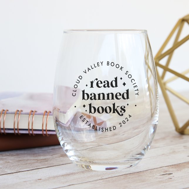 Vaso De Vino Leer libros prohibidos Retro Letras personalizadas (Subido por el creador)