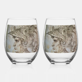 Vaso De Vino Leonardo's Helmeted Warrior   