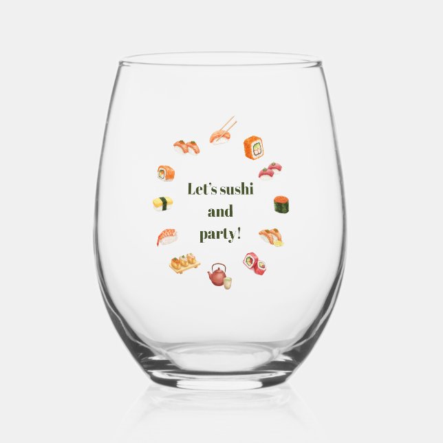 Vaso De Vino Let’s Roll into Fun! Sushi  (Anverso)