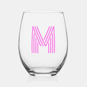 Vaso De Vino Letra bblegum rosada moderna monograma inicial