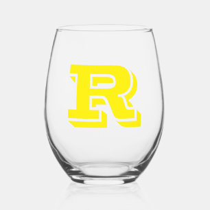 Vaso De Vino Letra canaria amarilla moderna monograma inicial