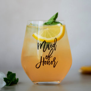 Vaso De Vino Letra de moda "Dama de honor" Personalizada
