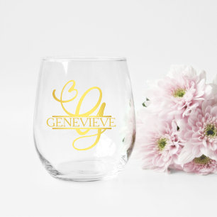 Vaso De Vino Letra G Monograma regalo de dama de honor, elegant