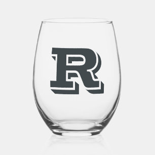 Vaso De Vino Letra Gunmetal moderna monograma inicial